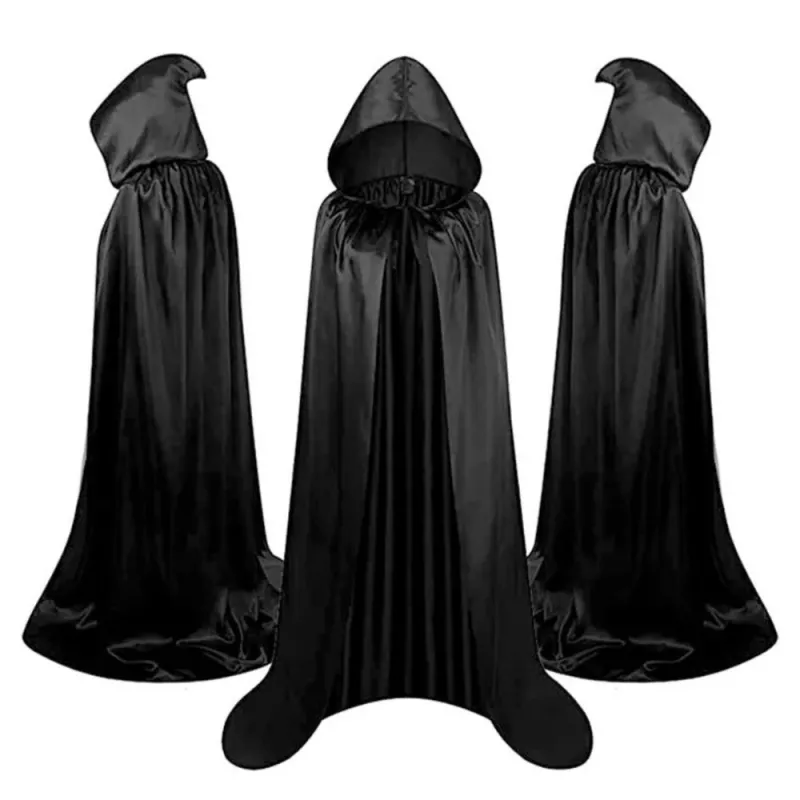 LEAN TOYS Capa con capucha carnaval Halloween negra 150cm