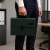 LEAN Organizador de carpetas para documentos, 13 compartimentos, verde, A4, soporte