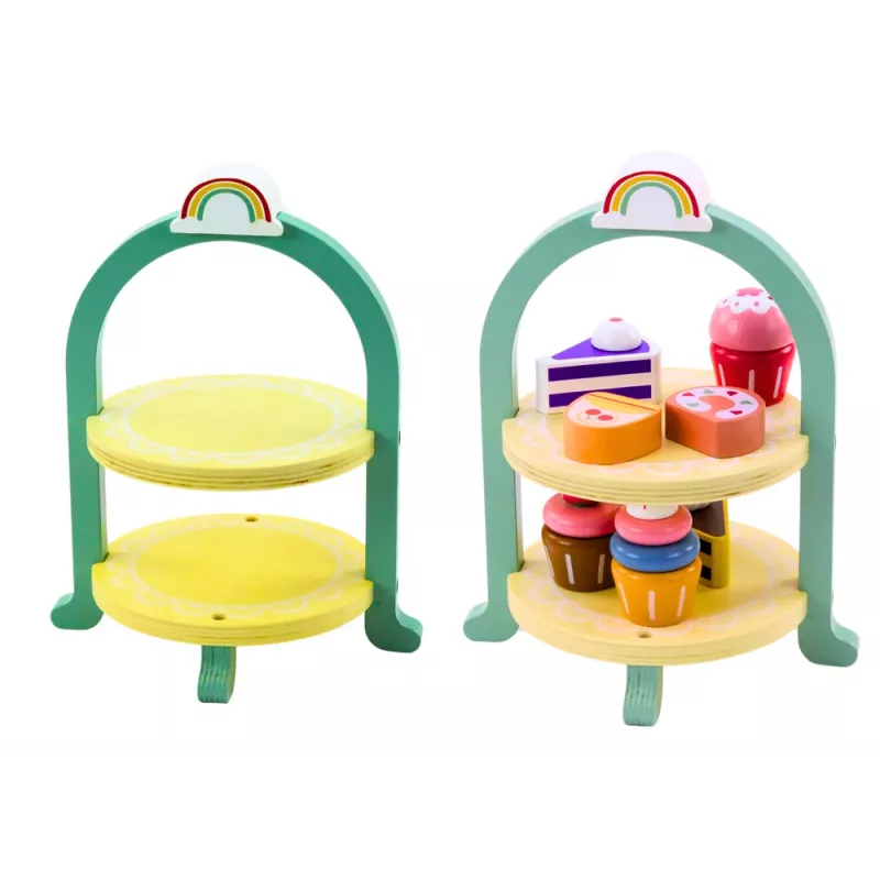LEAN TOYS set de dulces tarta cupcakes soporte de madera