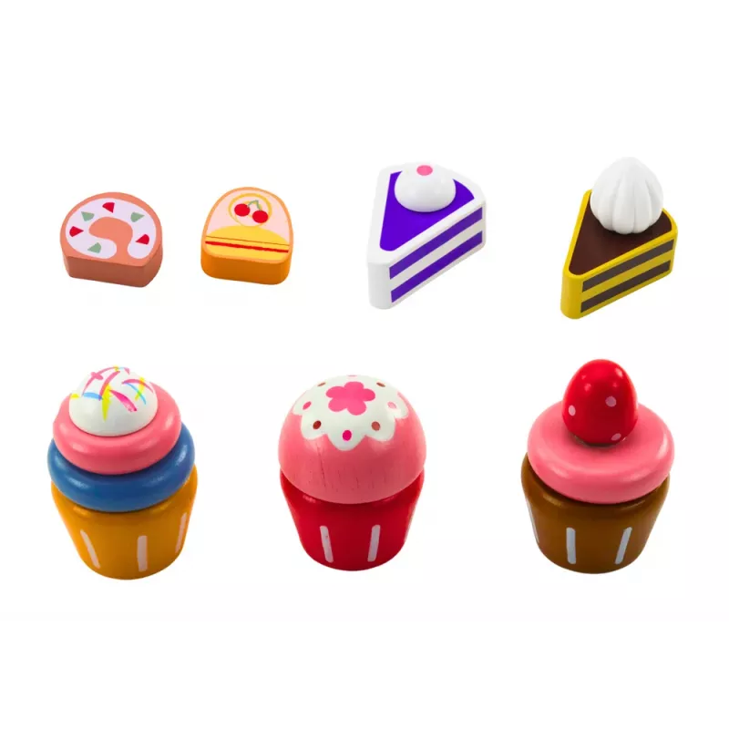 LEAN TOYS set de dulces tarta cupcakes soporte de madera