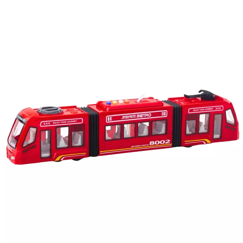 LEAN TOYS Tranvía City Metro con Puertas, Luz y Sonido, Rojo 1:16