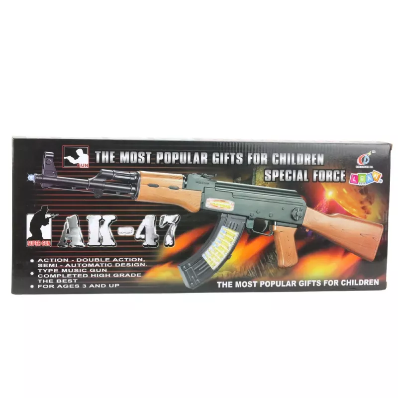 LEAN TOYS Rifle de Juguete AK-47 para Niños con Luz y Sonido 68,5 cm
