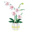 LEAN TOYS Orquídea Bloques de Construcción Orquídea en Maceta Rosa y Blanco 616 Piezas