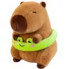 LEAN TOYS Capibara de Peluche con Flotador Verde y Rana, Marrón, 20 cm