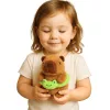 LEAN TOYS Capibara de Peluche con Flotador Verde y Rana, Marrón, 20 cm