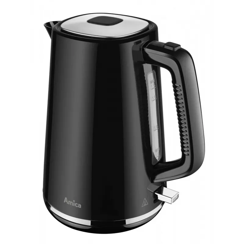 AMICA Hervidor 1,7 L KF304 - 2200 W Acero Inoxidable Hervidor Eléctrico Inalámbrico, Plata/Negro