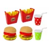 LEAN TOYS Set de hamburguesa y patatas fritas con bandeja | juguete de rol de comida rápida