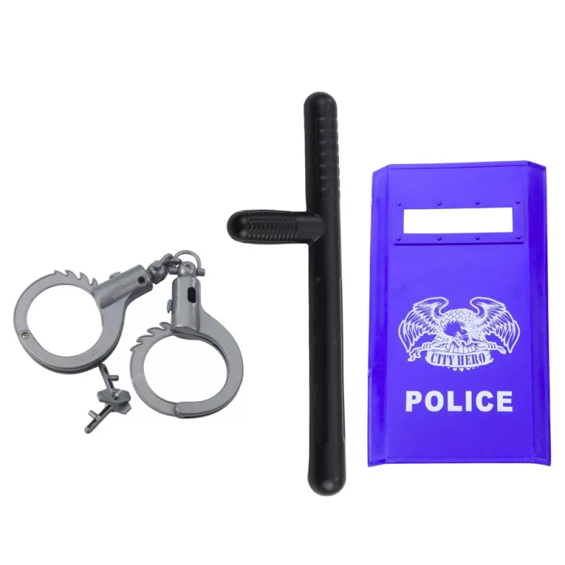 LEAN TOYS set de policía para niños casco pistola esposas accesorios 9 piezas