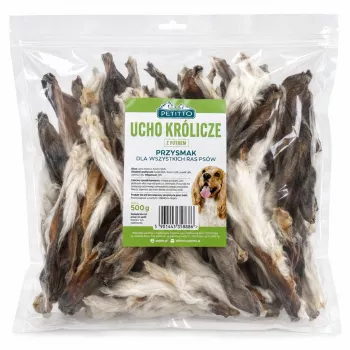 PETITTO orejas de conejo con pelo snacks para perros, 500 g