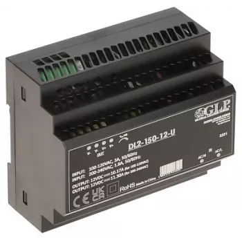 GLP Fuente de alimentación conmutada DL2-150-12-U 150W 12V 12.5A fuente de alimentación industrial para carril DIN