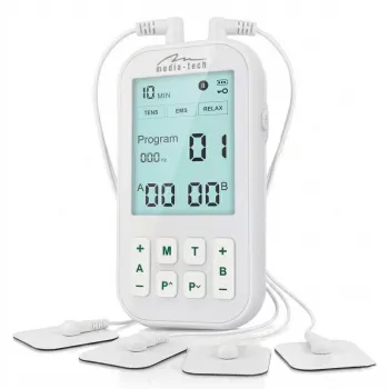 MEDIA-TECH Masajeador TENS/EMS MT6543 | Estimulador muscular y alivio del dolor de doble canal