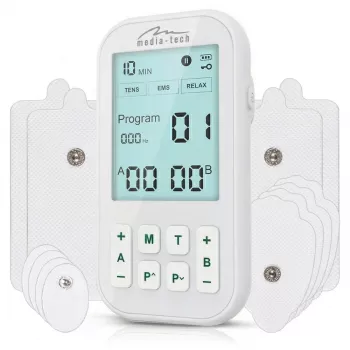MEDIA-TECH Masajeador TENS/EMS MT6543 | Estimulador muscular y alivio del dolor de doble canal