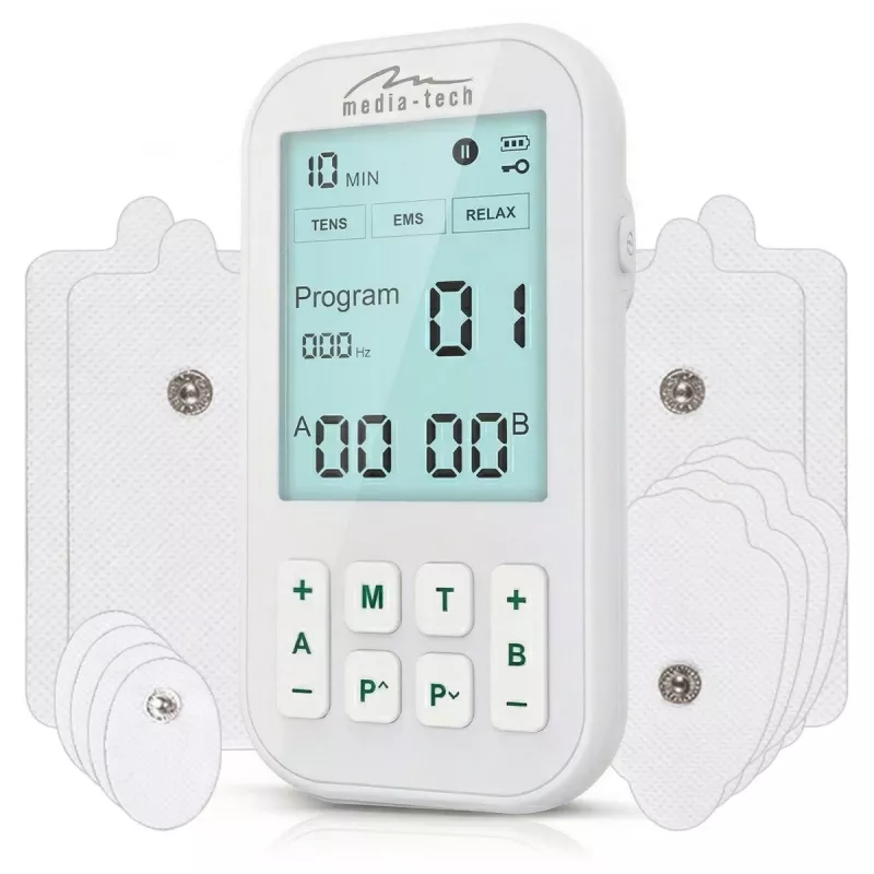 MEDIA-TECH Masajeador TENS/EMS MT6543 | Estimulador muscular y alivio del dolor de doble canal