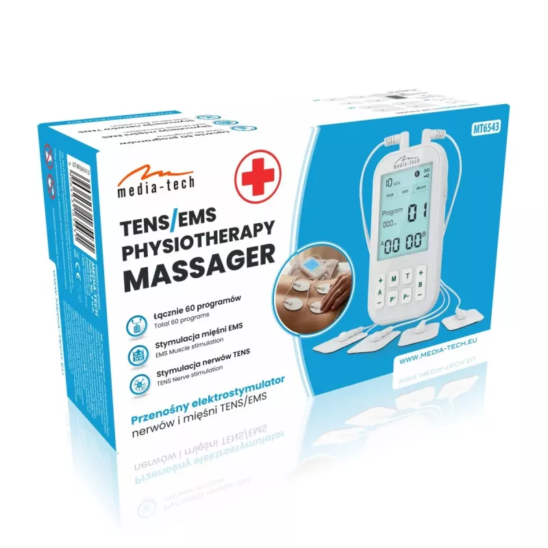 MEDIA-TECH Masajeador TENS/EMS MT6543 | Estimulador muscular y alivio del dolor de doble canal
