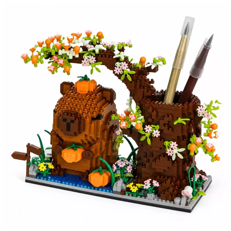 LEAN TOYS Capybara Bloques de construcción Árbol Portalápices 1800 piezas