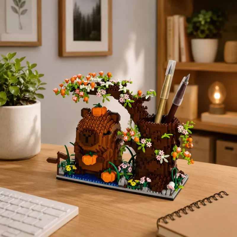 LEAN TOYS Capybara Bloques de construcción Árbol Portalápices 1800 piezas