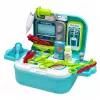 LEAN TOYS Set médico 2 en 1 en maletín, consulta médica portátil, accesorios, Azul
