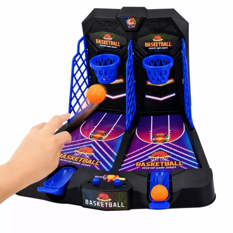 LEAN TOYS Mini baloncesto de mesa Juego de habilidad doble para 2 jugadores con marcador