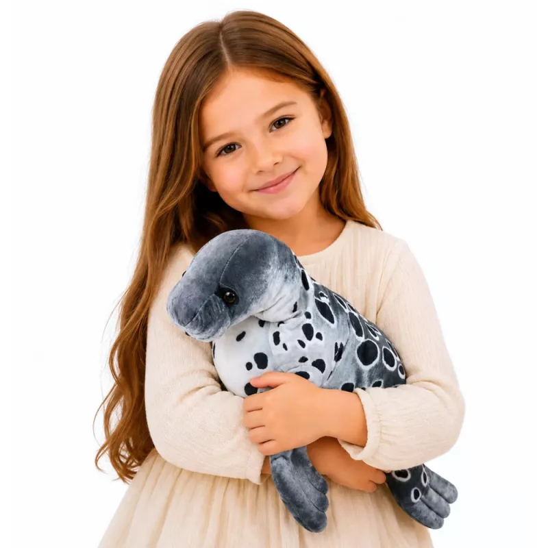 LEAN TOYS Foca realista Peluche, Gris, 50 cm