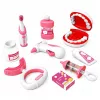 LEAN TOYS Pequeño set de dentista con cepillo de dientes vibratorio, rosa, 15 piezas