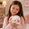 LEAN TOYS Conejo de peluche con orejas largas, Blanco, 16 cm