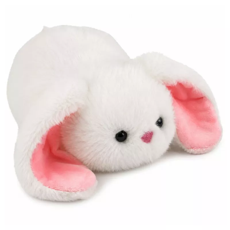 LEAN TOYS Conejo de peluche con orejas largas, Blanco, 16 cm