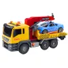 LEAN TOYS Camión grúa con coche de carreras – set de juego con luz y sonido