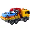 LEAN TOYS Camión grúa con coche de carreras – set de juego con luz y sonido