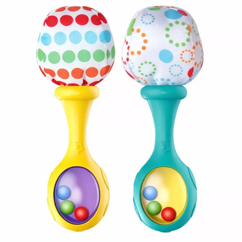 LEAN TOYS Set de sonajeros con pelota blanda – Amarillo y verde, 2 piezas