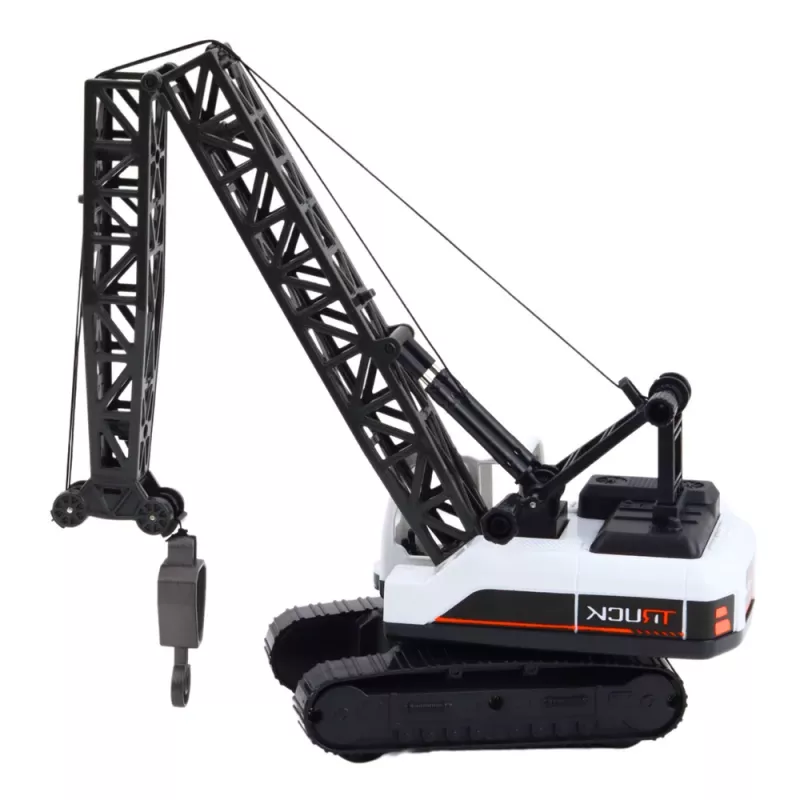 LEAN TOYS Grúa oruga con giro 360° y gancho móvil, Blanco