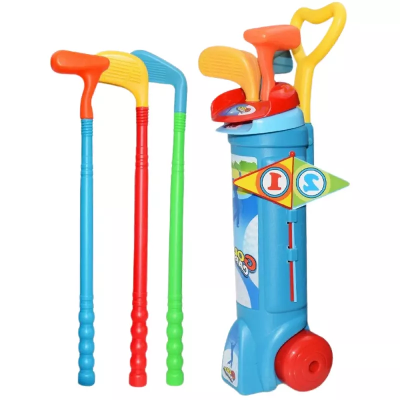 LEAN TOYS Set de golf con carrito, palos, juego de campo, 20 piezas