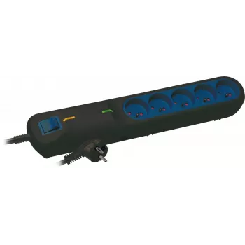 LESTAR LF 2001A Regleta protectora contra sobretensiones, 3 tomas, 5m, negro