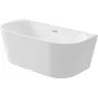 DEANTE KDS_015W Bañera de acrílico de pared o exenta 150 cm, ovalada, blanca, capacidad 220 l, rebosadero integrado, incl. desagüe click-clack