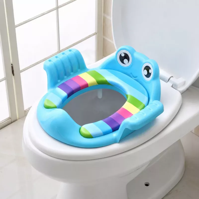LEAN TOYS Reductor de inodoro para niños, asiento suave con asas, azul