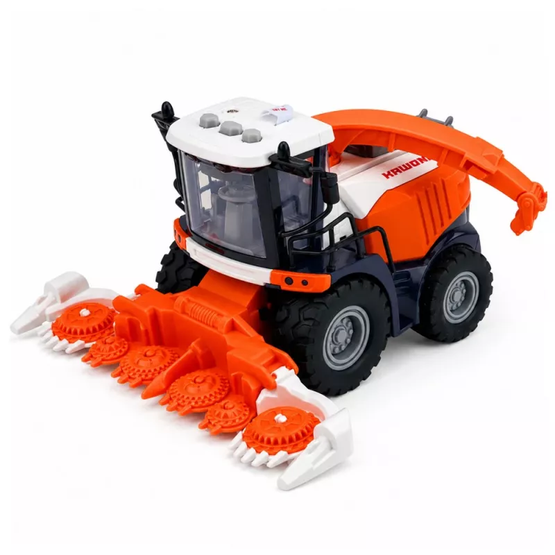 LEAN TOYS Cosechadora con cisterna de leche, figuras de granjero y vaca, luz y sonido, set de granja 4 piezas