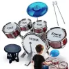 Suprimo K-Drums 1 Batería infantil con 5 tambores, platillos, taburete y baquetas, roja