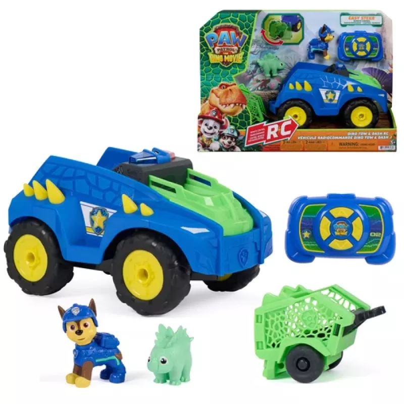 Paw Patrol: La película de los dinosaurios - Vehículo de rescate Chase RC Dino de Spin Master