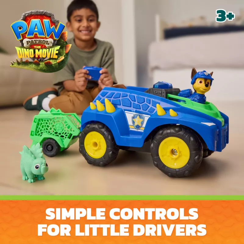Paw Patrol: La película de los dinosaurios - Vehículo de rescate Chase RC Dino de Spin Master