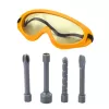 LEAN TOYS Taladro percutor infantil con 4 brocas intercambiables y gafas de protección, juguete herramienta a pilas con sonido realista y luz LED, Amarillo