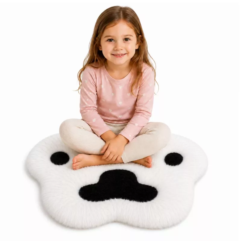 LEAN Alfombra de patas de peluche pelo suave Alfombra Negra y blanca 60 x 60 cm