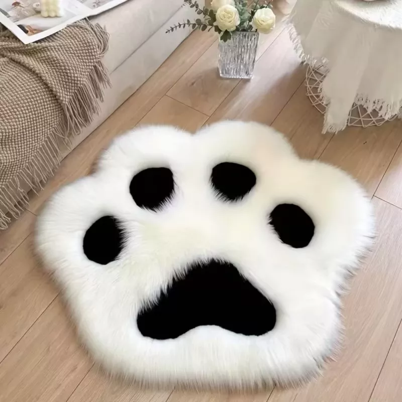 LEAN Alfombra de patas de peluche pelo suave Alfombra Negra y blanca 60 x 60 cm