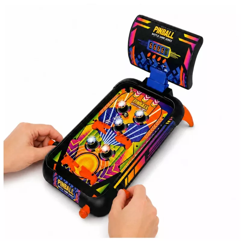 LEAN TOYS Juego arcade máquina de pinball de mesa pinball contador de puntos luces sonidos