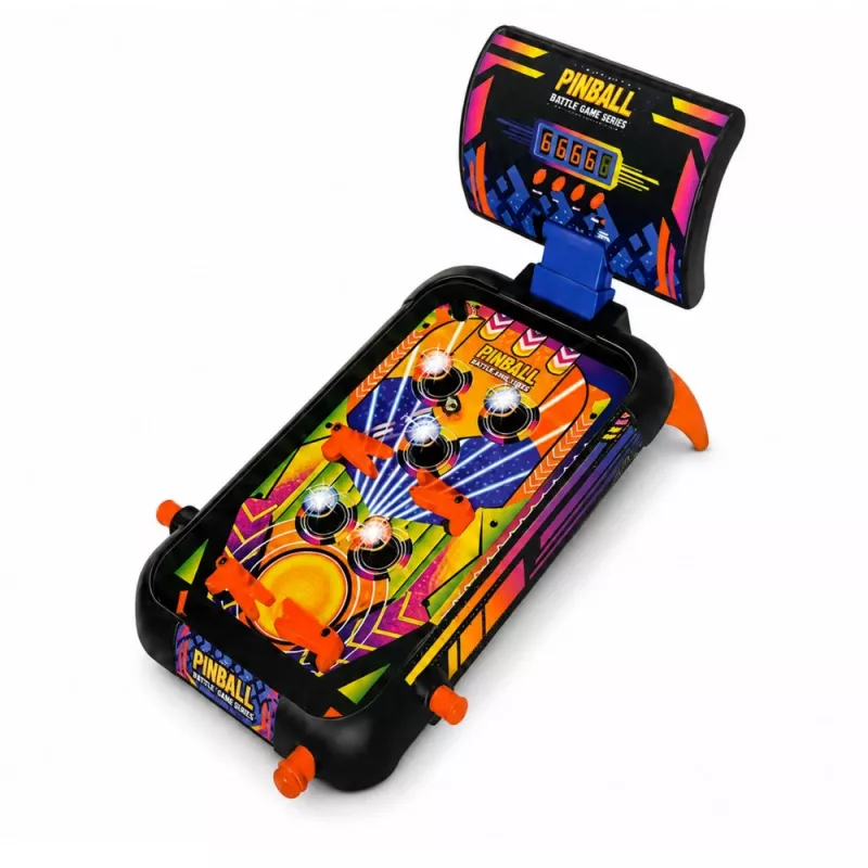 LEAN TOYS Juego arcade máquina de pinball de mesa pinball contador de puntos luces sonidos