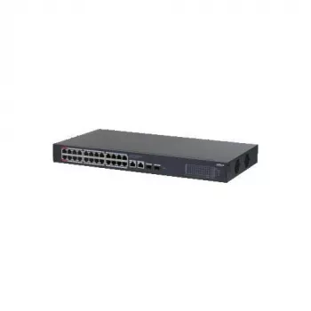 Dahua CS4228-24GT-375 Switch gestionado PoE Gigabit de 24 puertos, 2x Gigabit RJ45 + 2x uplinks SFP, presupuesto PoE de 375 W, Layer 2