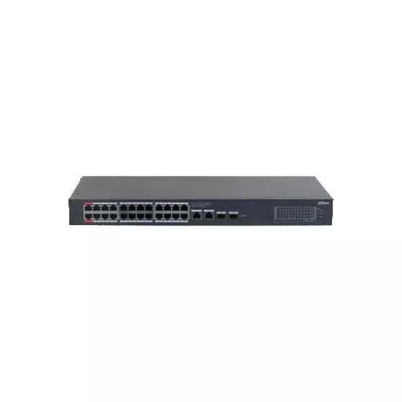 Dahua CS4228-24GT-375 Switch gestionado PoE Gigabit de 24 puertos, 2x Gigabit RJ45 + 2x uplinks SFP, presupuesto PoE de 375 W, Layer 2