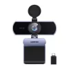 UGREEN FineCam Lite Webcam 4K UHD con matriz de 4 micrófonos, obturador de privacidad, campo de visión ajustable, auto-framing, HDR, USB-C, gris