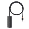 Baseus Lite Series hub USB 3.0 de 4 puertos - 5Gbps, alimentado por bus, Negro (WKQX030101)
