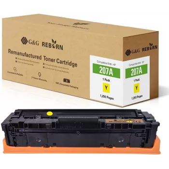 G&G Reborn Cartucho de tóner amarillo como reemplazo de HP 207A (W2212A) – 1250 páginas
