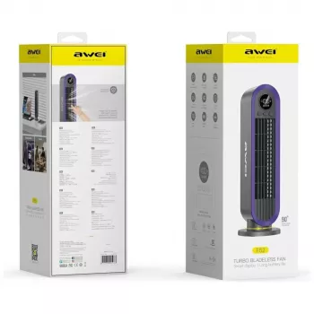 AWEI F52 Ventilador de torre portátil 3600mAh recargable por USB-C gris