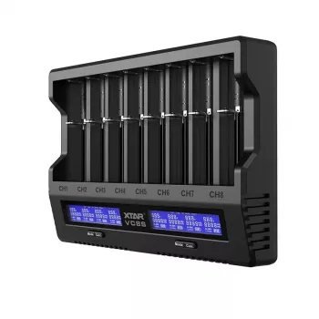 Cargador de baterías XTAR VC8S USB-C SET, 3,7V/1,2V
